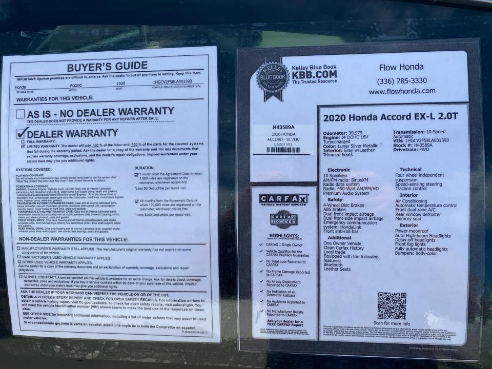 Used 2020 Honda Accord Sedan