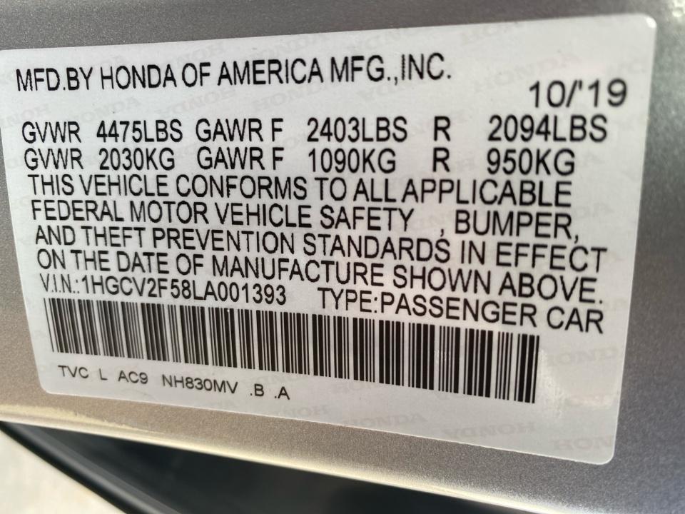 Used 2020 Honda Accord Sedan
