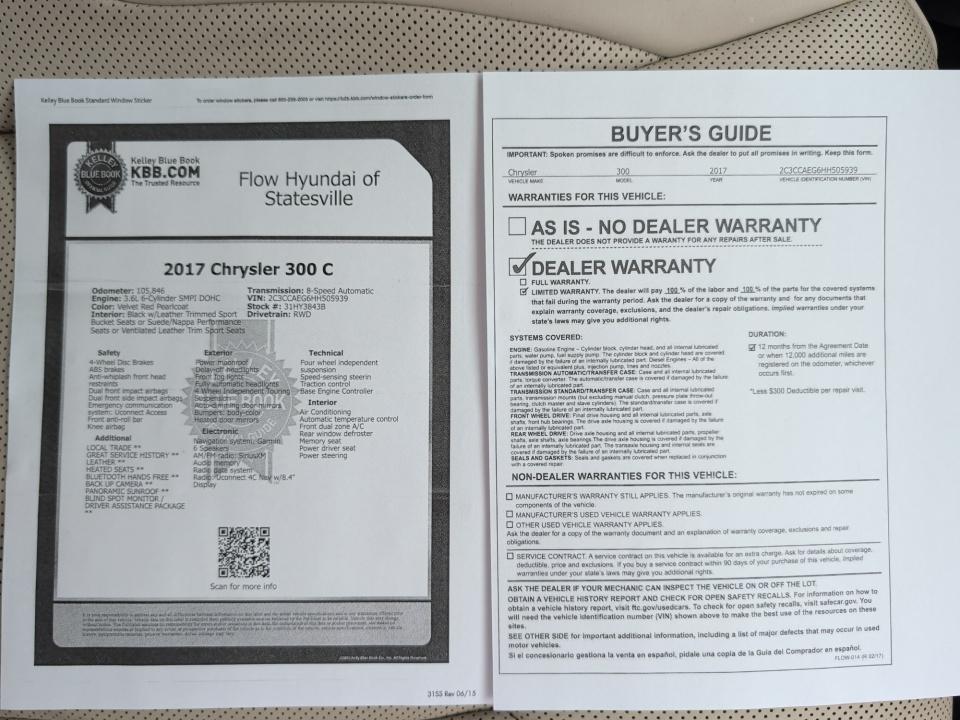 Used 2017 Chrysler 300C Sedan