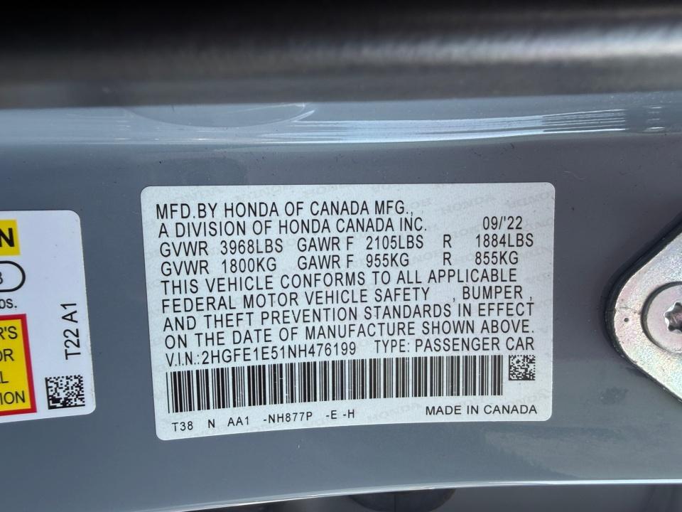 Used 2022 Honda Civic Si Sedan