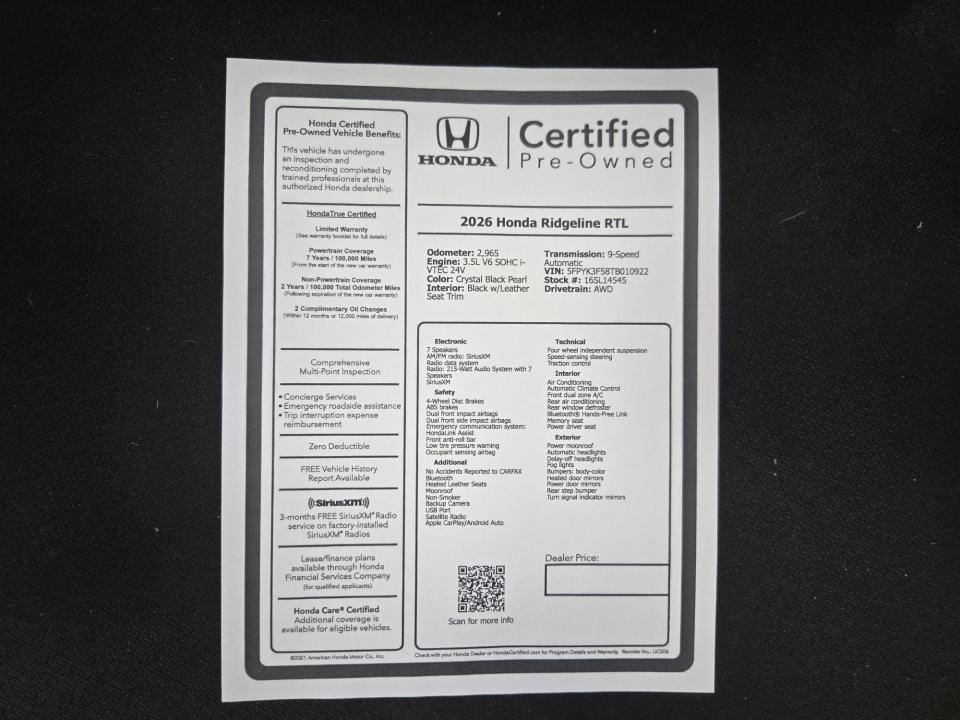 Used 2026 Honda Ridgeline Truck