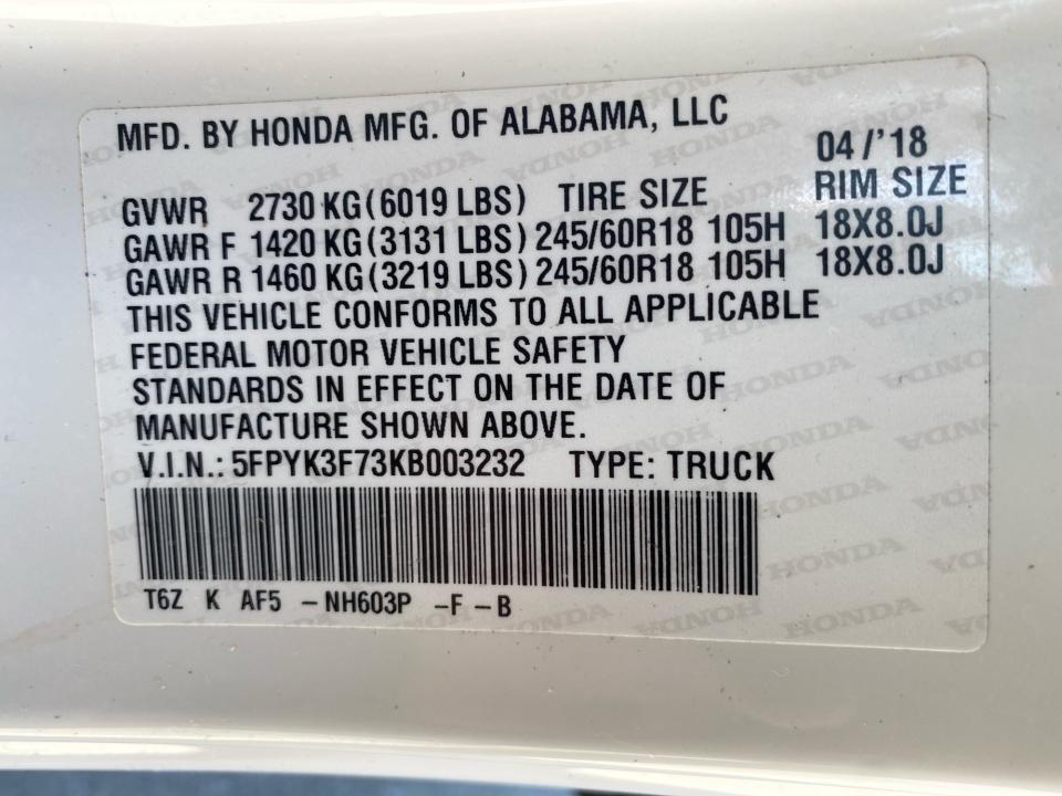 Used 2019 Honda Ridgeline Truck